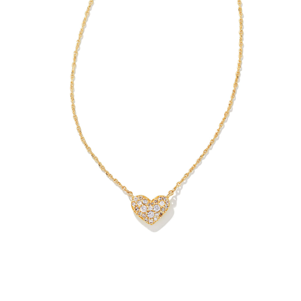 Kendra Scott Ari Pave Heart Necklace in White Cubic Zirconia