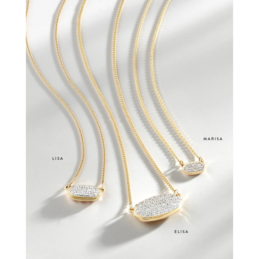 Kendra Scott Marisa Pendant Necklace in White Diamond and 14K Yellow Gold