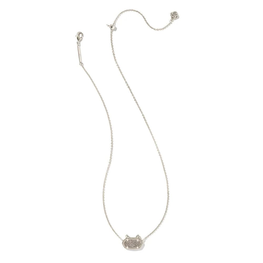 Kendra Scott ELISA Gunmetal Pendant Necklace - Black Drusy