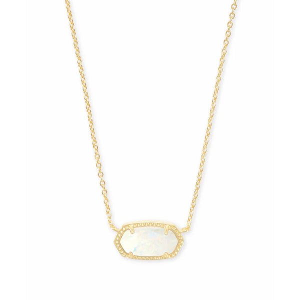 Kendra Scott Elisa Pendant Necklace in White Kyocera Opal