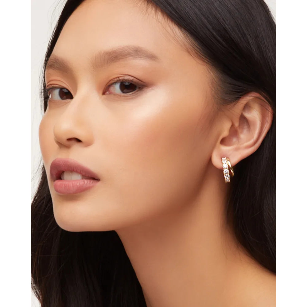 Kendra Scott Livy Huggie Hoop Earrings in White Crystal