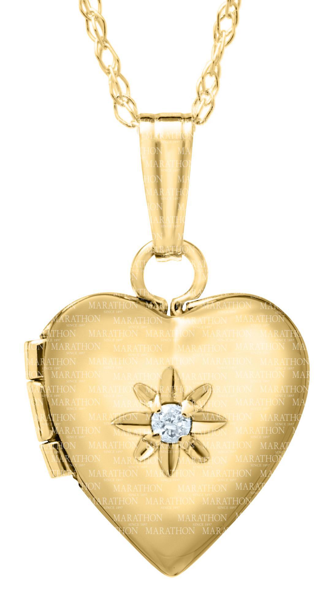 14k Children's Heart Locket Necklace with Diamond – Smyth Jewelers