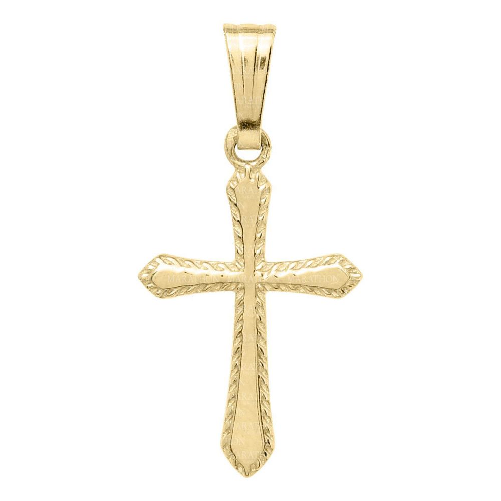 14Y Gold Children's Cross Pendant Necklace 15"