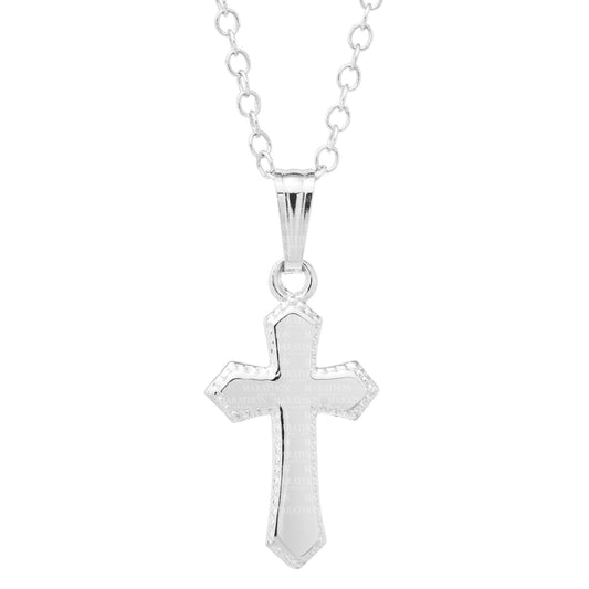 Children's Silver Cross Pendant Necklace 15"