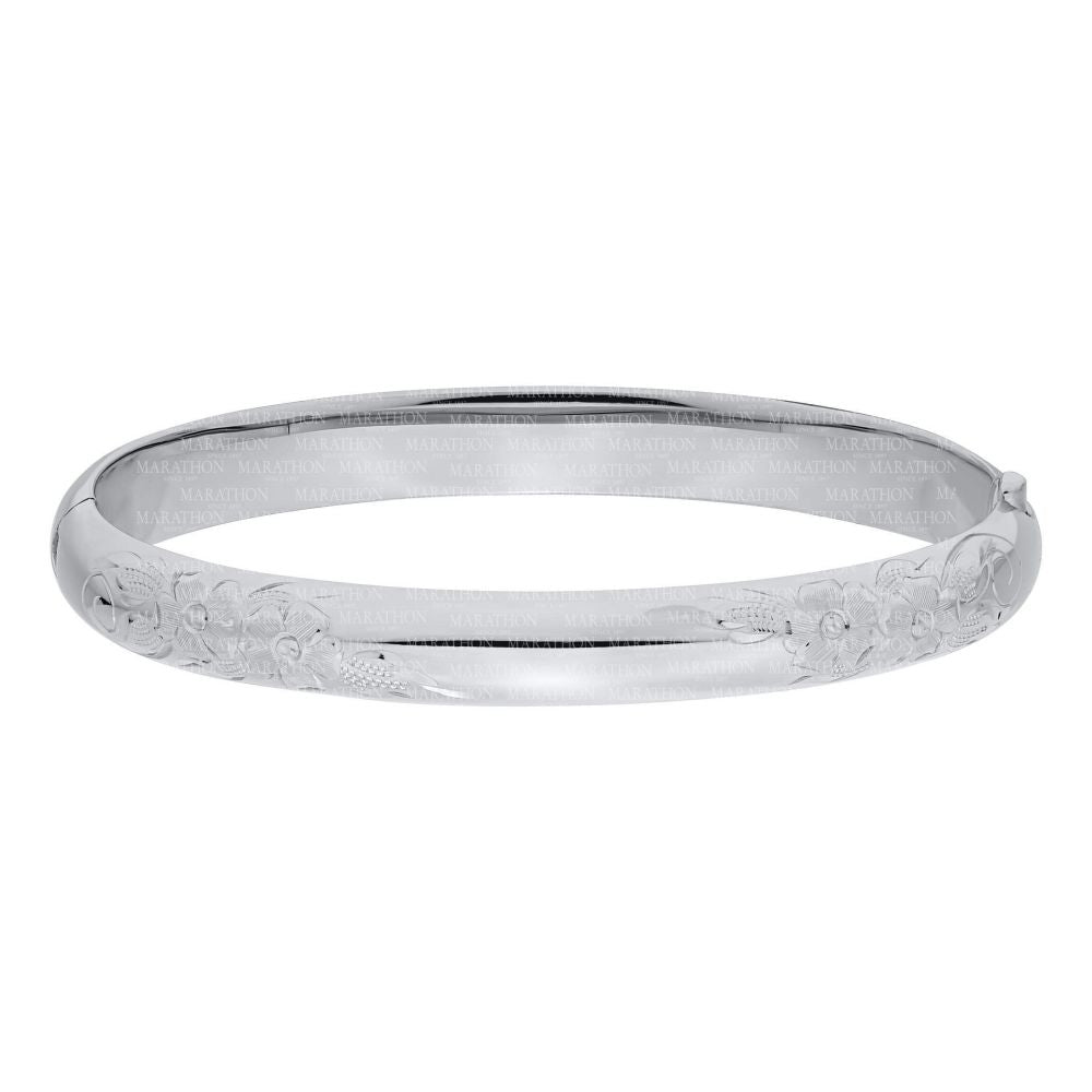 Sterling Silver 8mm Engraved Bangle Bracelet