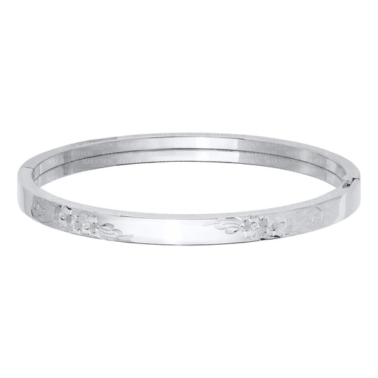 Sterling Silver Floral Engraved Bangle