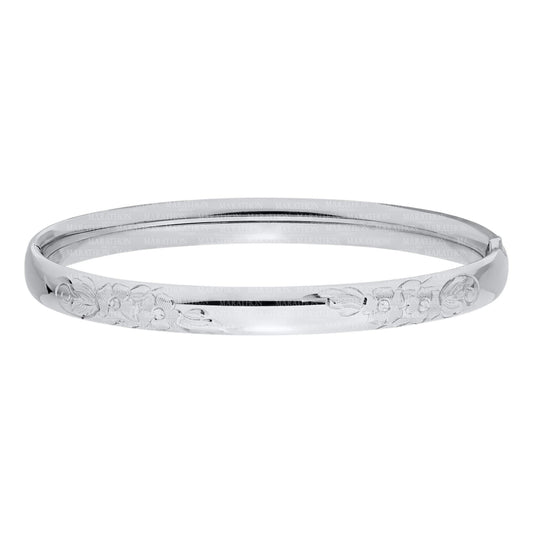 Sterling Silver Engraved Hinged Bangle Bracelet