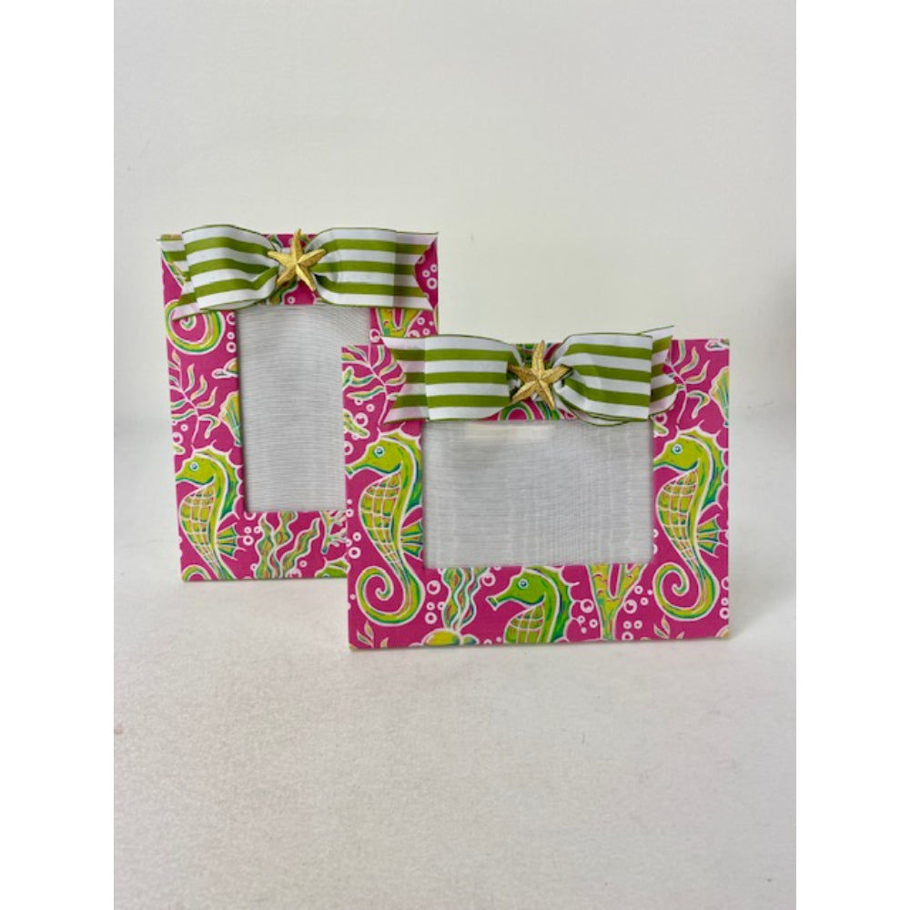 Seahorse Print with Bow and Seahorse 4x6 Photo Frame