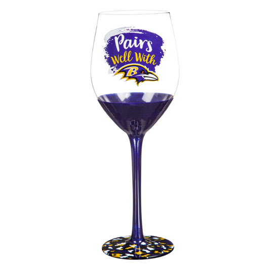 Baltimore Ravens "Pairs Well" Wine Glass in Gift Box